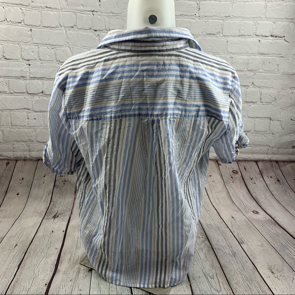 Micheal Kors Striped Tie Waist Short Sleeve Shirt - Picture 5 of 9